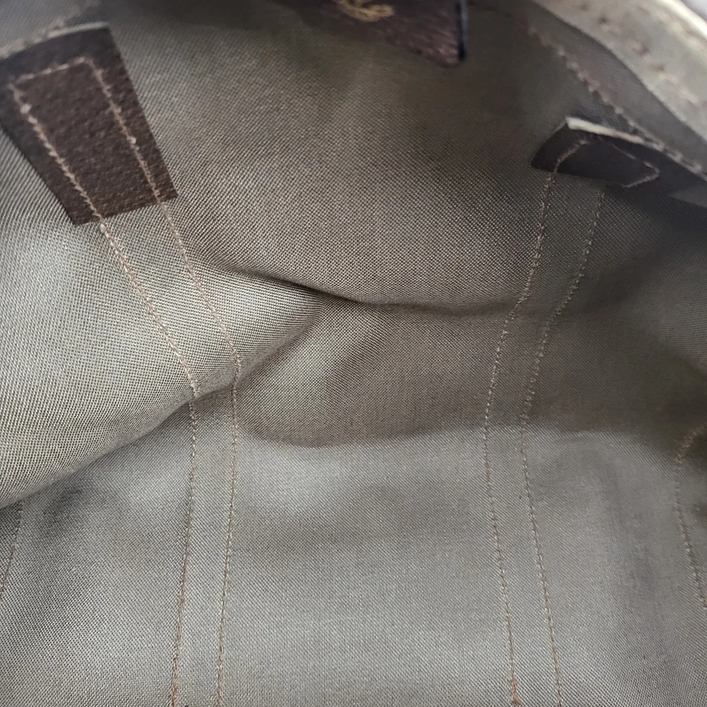 Gucci Beige Monogram GG Canvas Satchel with Brown Leather Handles
